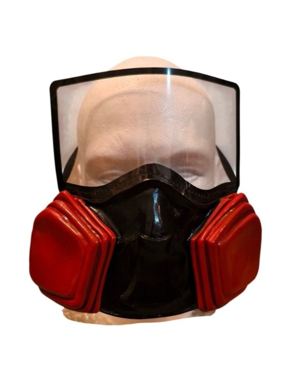 Gas Mask Clear Face Shield Costume Cosplay Red Black Rubber Design Protective